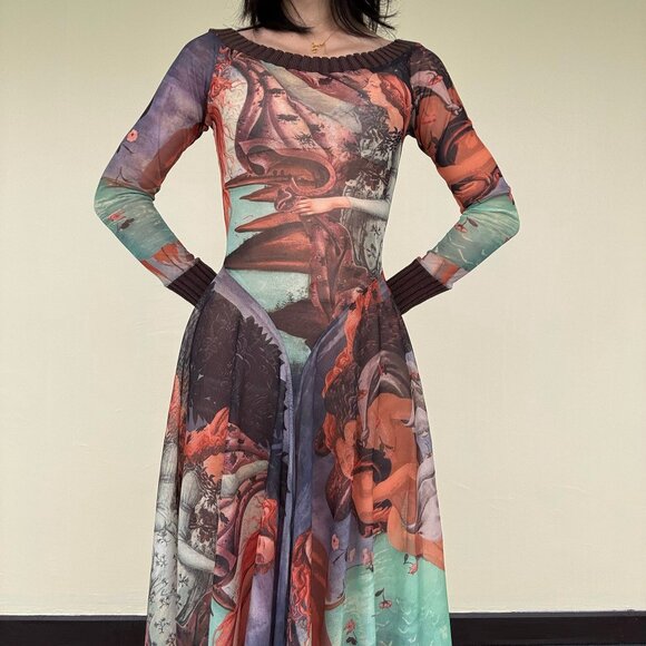 Jean Paul Gaultier birth of Venus mesh long sleeve dress - Picture 5 of 14